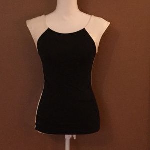 Express White Leather & Black Tank Top